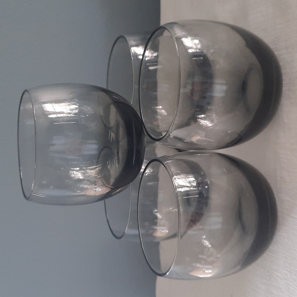 A set of 5 vintage  smokey grey  whiskey glasses
